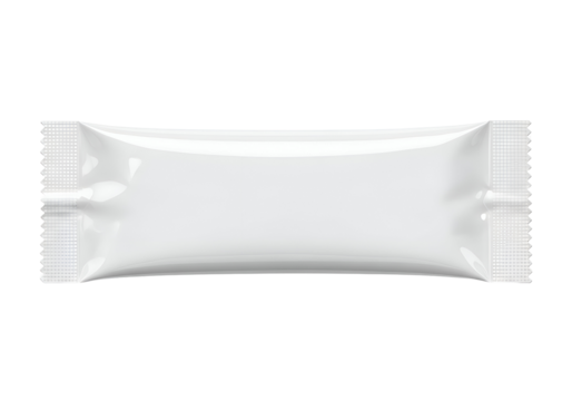 Blank white plastic food packaging.