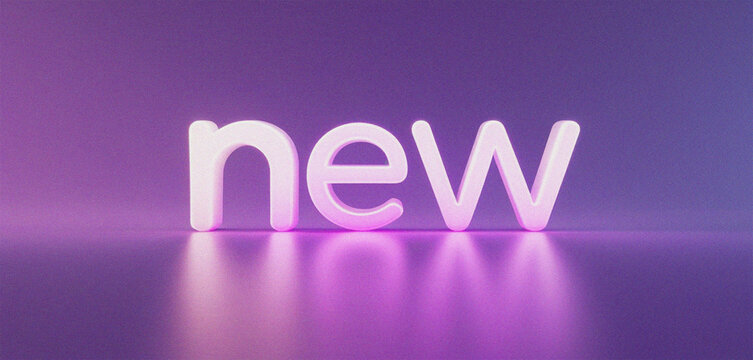 Luminous new text on purple background for fresh start concepts