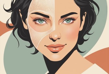 Woman with a healing face mask illustrating the permanent makeup process