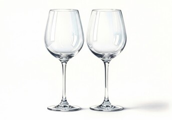 Elegant Empty Wine Glasses Set - Two empty wine glasses, symbolic of celebration, anticipation, relaxation, togetherness, and sophistication. A clean, minimalist aesthetic