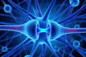 Synapse neural connection blue glow neuron nerve