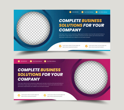 Modern corporate business web banner and social media cover photo template design with image placeholder