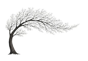 Obraz premium Graceful Blossom Tree - A single, curved tree in full bloom. Symbolizing: beauty, resilience, renewal, tranquility, hope