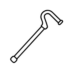 Walking cane outline vector illustration, mobility aid, disability support equipment, cane drawing, line art