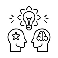 Brainstorming idea generation process icon vector, creative thinking and collaboration concept design, idea