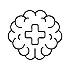 Mental health brain with medical cross symbol for psychology and healthcare concept design vector