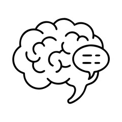 Brainstorming and mental health concept with brain and speech bubble illustration vector design