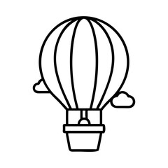 Obraz premium Hot air balloon outline vector illustration, travel adventure line art, ballooning design element