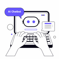 AI Chatbot Interaction: A captivating illustration showcases the essence of a modern AI chatbot experience, presenting user interaction and digital innovation. 