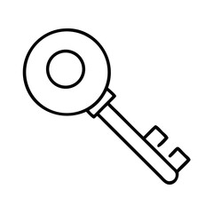Isolated outline key vector illustration for security access and house door lock concept design