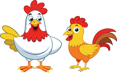 Cock illustration vector design, Cock logo and icon design, Cartoon Chicken vector design