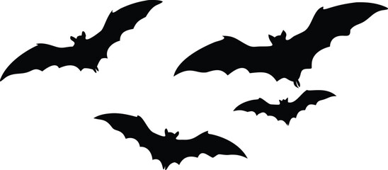 Naklejka premium Halloween bat silhouette vector illustration flying at night with dark wings and spooky vibe