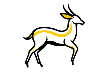 Black gazelle silhouette vector art illustration 