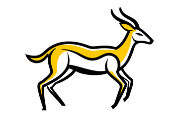 Black gazelle silhouette vector art illustration 