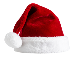  Gorro Natalino de Veludo com Ponta Caída para Frente e Detalhe Texturizado, Vista Lateral Esquerda, PNG sem fundo – AI Gerado