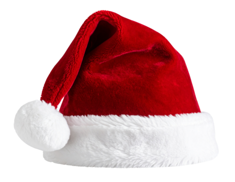  Gorro Natalino de Veludo com Ponta Caída para Frente e Detalhe Texturizado, Vista Lateral Esquerda, PNG sem fundo – AI Gerado