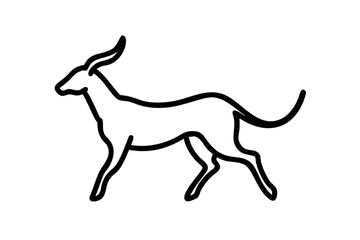 Black gazelle silhouette vector art illustration 