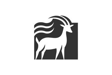 Black gazelle silhouette vector art illustration 