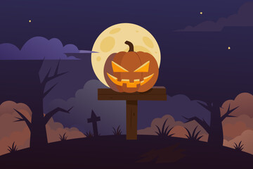 halloween background with pumpkin and bats