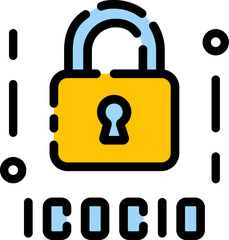 Data Privacy Concept. Secure padlock icon with digital elements. Flat icon illustration