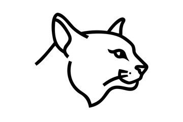 lynx head black and white silhouette line art