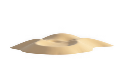 Isolated sand dune formation on a transparent background perfect for illustrating desert landscapes and arid environments