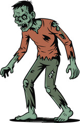 Fototapeta premium Cartoon Zombie Character Illustration with Tattered Clothes