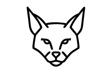 lynx head black and white silhouette line art