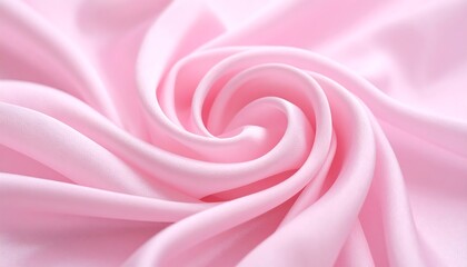 Obraz premium Delicate Pink Silk Fabric Swirls, Soft Texture and Elegant Curves, Close-up View.