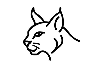 lynx head black and white silhouette line art