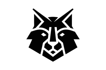 lynx head black and white silhouette