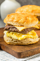 Homemade Sausage Egg Biscuit Breakfast Sandwich