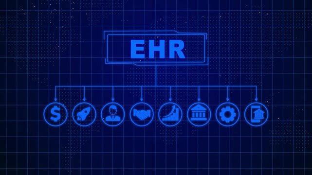EHR, EMR, Electronic health record. Medical and technology concept.EHR Electronic health record medical data automation.