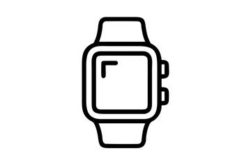 smartwatch vector black and white silhouette line art