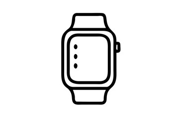 smartwatch vector black and white silhouette line art