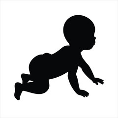 Vector silhouette of baby. on white background