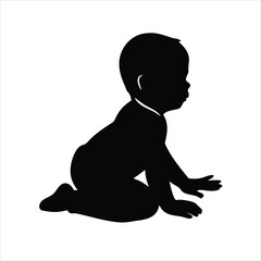 Vector silhouette of baby. on white background
