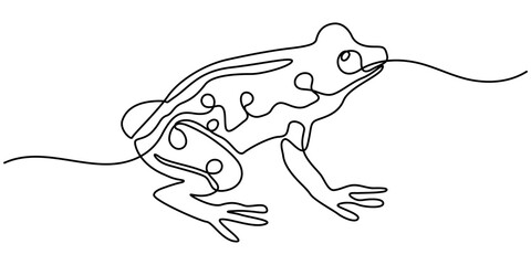 Continuous line drawing of frog. One line of frog, Amphibian animal concept continuous line art. Editable outline. 