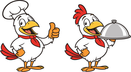 Chicken vector design, Cock logo and icon Design, Chef Cock Illustration vector design