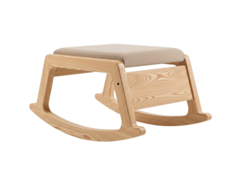Modern Wooden Rocking Footstool with Cushion
