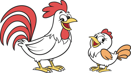 Mother chicken and baby chicken vector design, Chicken illustration vector design