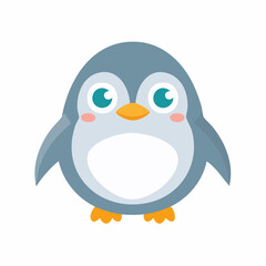 Naklejka premium Graues, rundes Pinguinbaby 