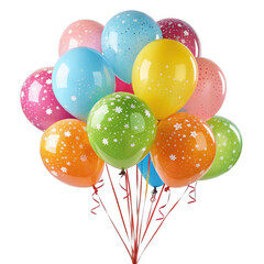 3d vibrant balloon bouquet with confetti pattern