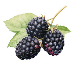 Blackberry with leaf isolated on transparent background Remove png