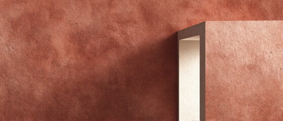Rustic Red Wall with Modern Architectural Detail
