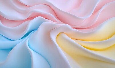 Obraz premium Blending soft pastel waves, dynamic gradient pattern creating elegant abstract landscape with smooth color transitions and vibrant artistic flow