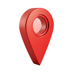 3d red location pin icon on black background