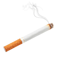 3d burning cigarette with wisps of smoke