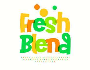 Vector Cooking badge Fresh Blend. Handwritten Colorful Font. Watercolor set of Alphabet Letters and Numbers