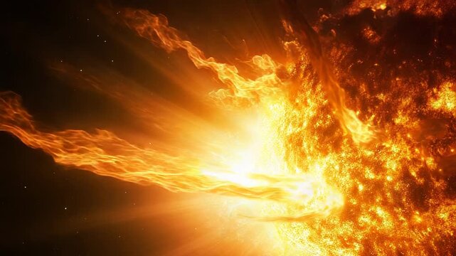 Fiery star exploding in a dramatic cosmic eruption